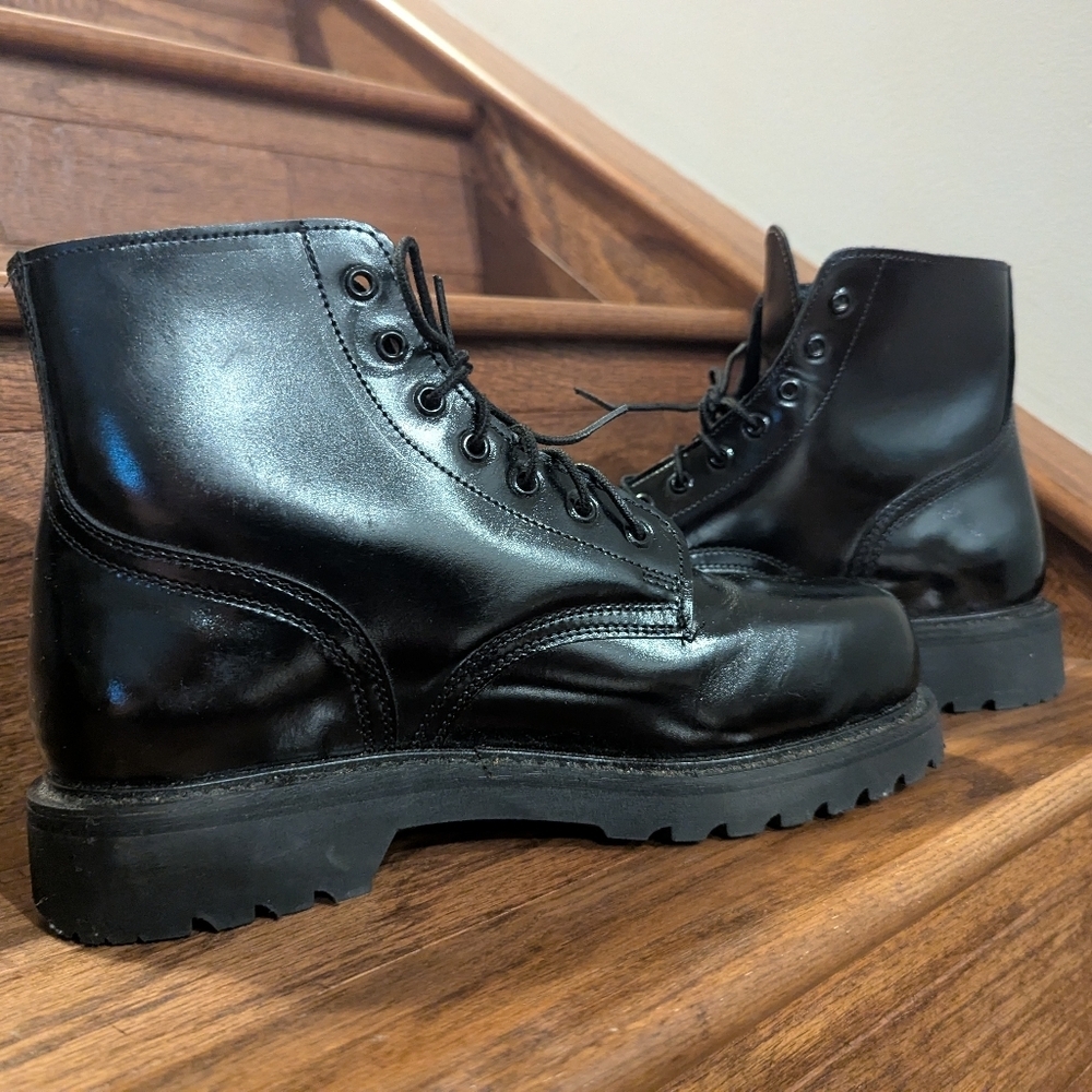 Boulet Boots, Black Leather Steel Toe Vibram Sole Military Boot Size 9.5 - Picture 11 of 15